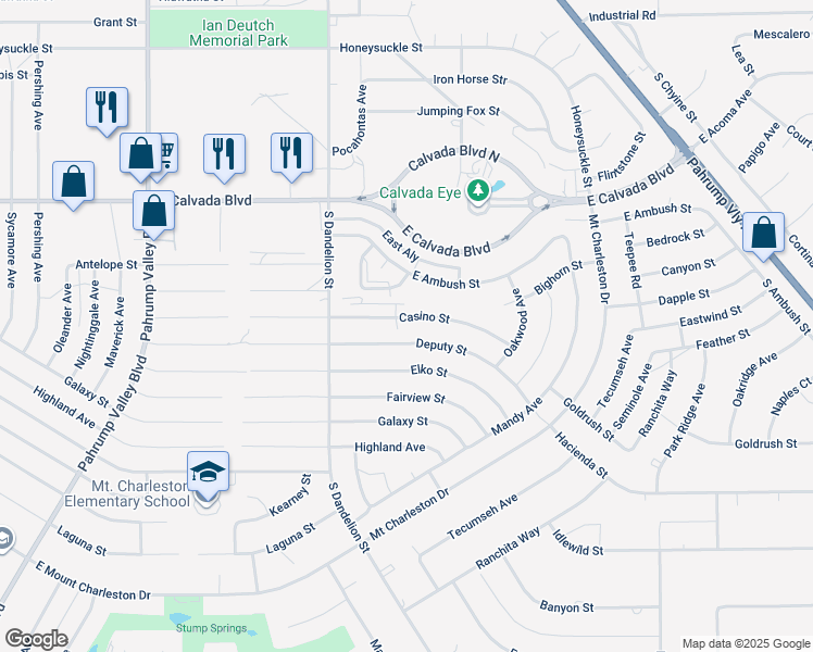 map of restaurants, bars, coffee shops, grocery stores, and more near 1971 Casino Street in Pahrump