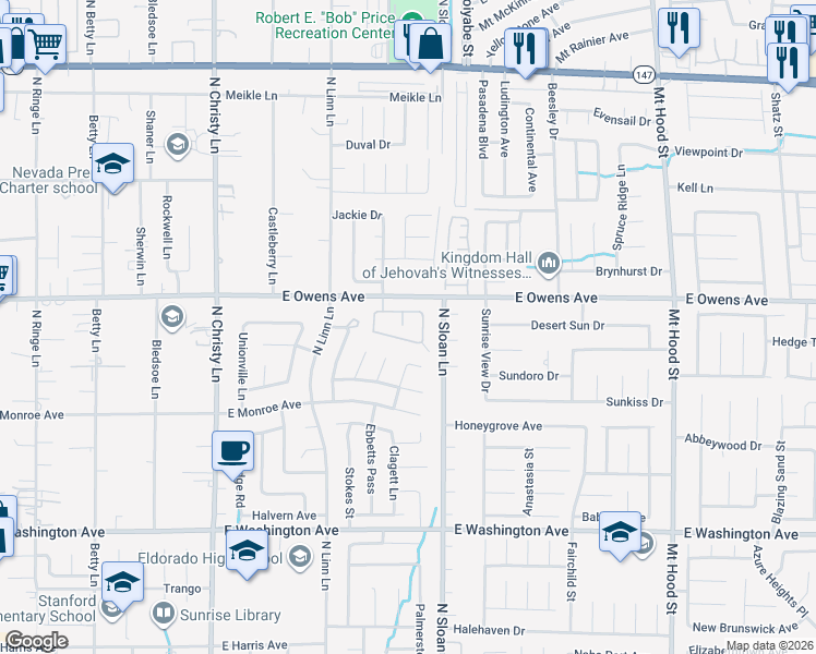 map of restaurants, bars, coffee shops, grocery stores, and more near 5829 Dew Mist Lane in Las Vegas