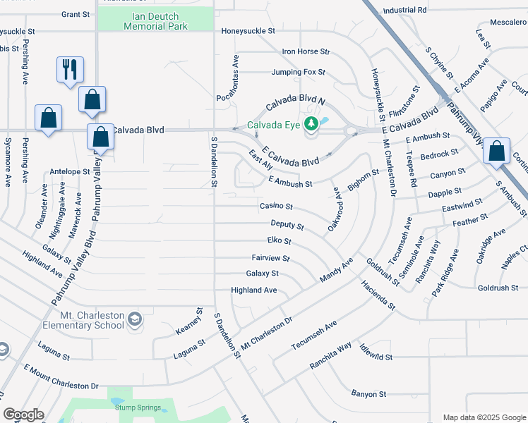 map of restaurants, bars, coffee shops, grocery stores, and more near 1971 Casino Street in Pahrump