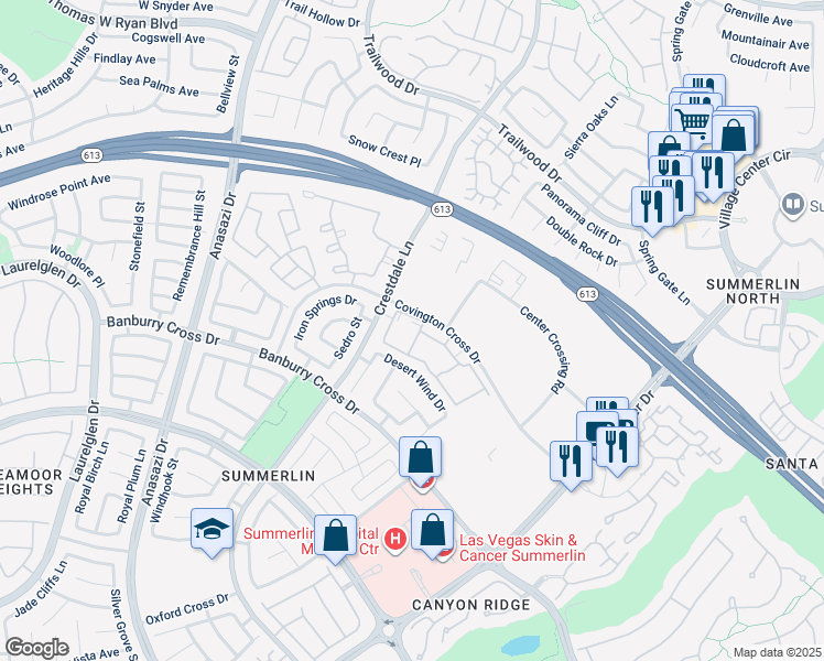 map of restaurants, bars, coffee shops, grocery stores, and more near 1511 Cardinal Peak Lane in Las Vegas