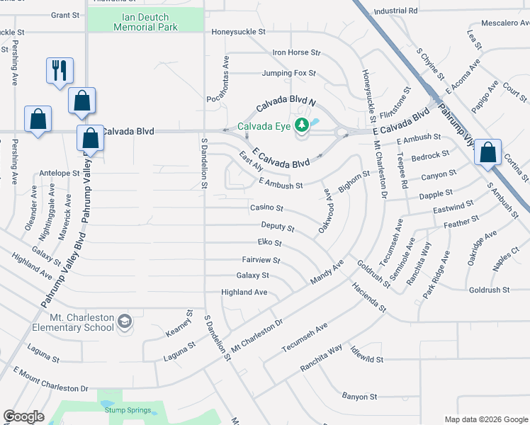 map of restaurants, bars, coffee shops, grocery stores, and more near 2001 Casino Street in Pahrump