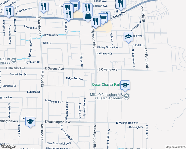 map of restaurants, bars, coffee shops, grocery stores, and more near 1550 Midnight Cowboy Court in Las Vegas