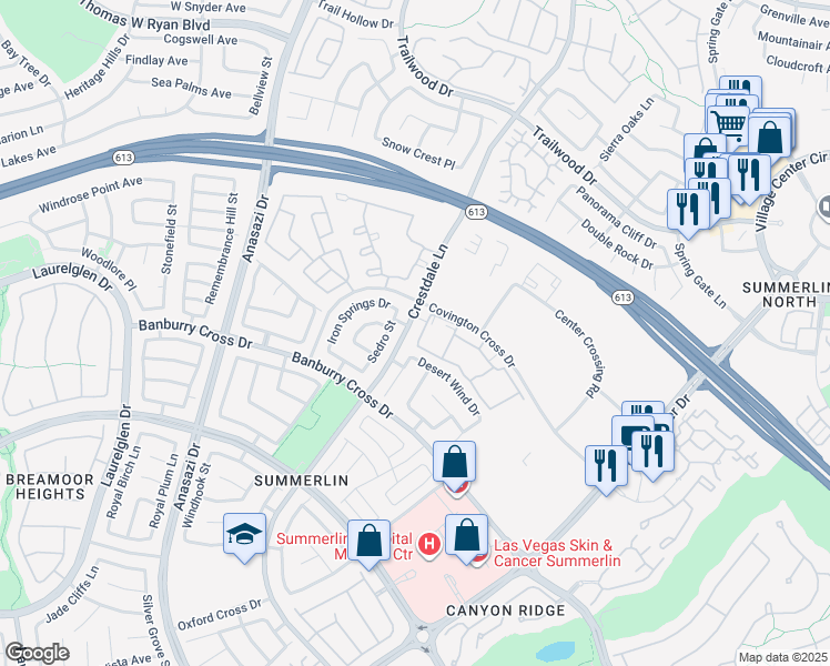 map of restaurants, bars, coffee shops, grocery stores, and more near 1321 Alderton Lane in Las Vegas