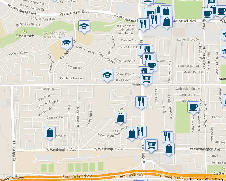 map of restaurants, bars, coffee shops, grocery stores, and more near 7721 Constanso Avenue in Las Vegas