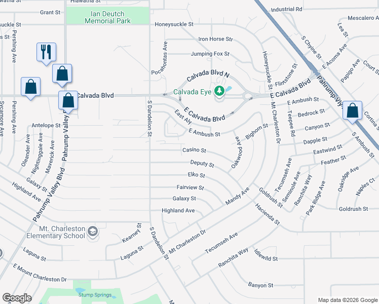 map of restaurants, bars, coffee shops, grocery stores, and more near 1981 Casino Street in Pahrump