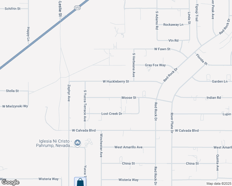 map of restaurants, bars, coffee shops, grocery stores, and more near 1600 Moose Street in Pahrump