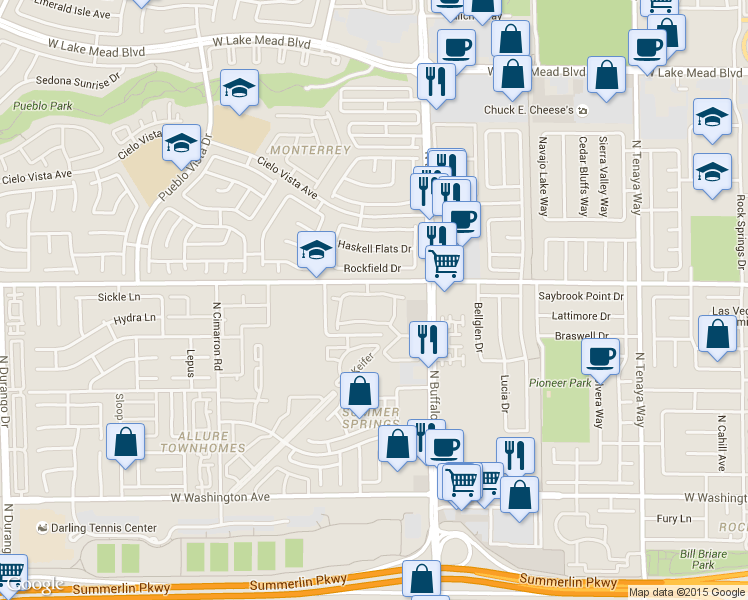 map of restaurants, bars, coffee shops, grocery stores, and more near 7708 Himalayas Avenue in Las Vegas