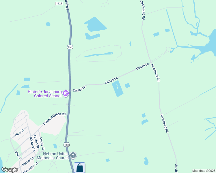 map of restaurants, bars, coffee shops, grocery stores, and more near 125 Cattail Lane in Jarvisburg