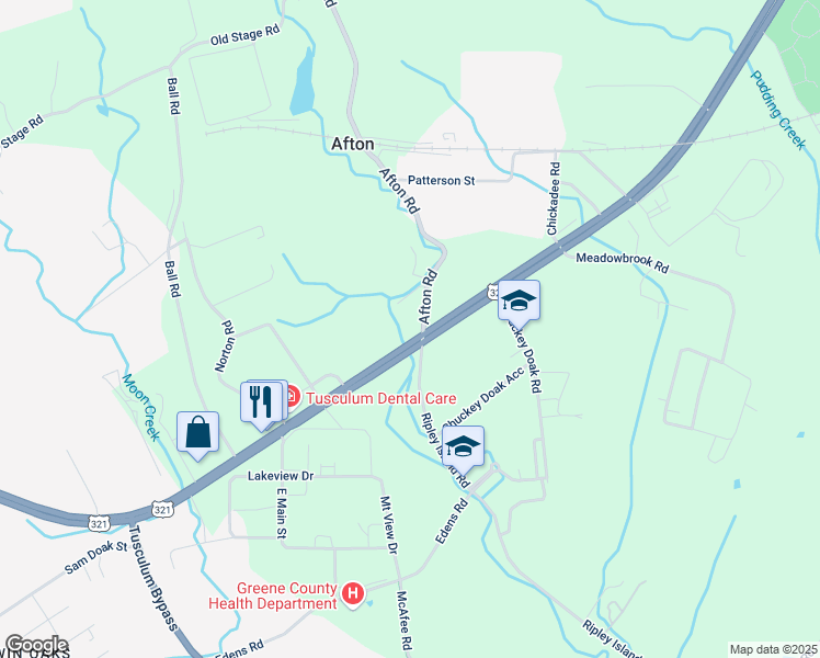 map of restaurants, bars, coffee shops, grocery stores, and more near 11 Afton Road in Afton