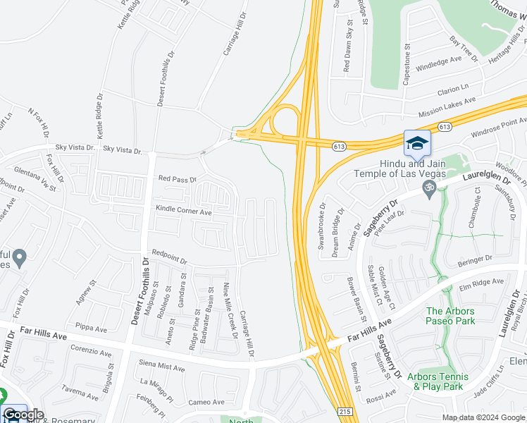 map of restaurants, bars, coffee shops, grocery stores, and more near 600 North Carriage Hill Drive in Las Vegas