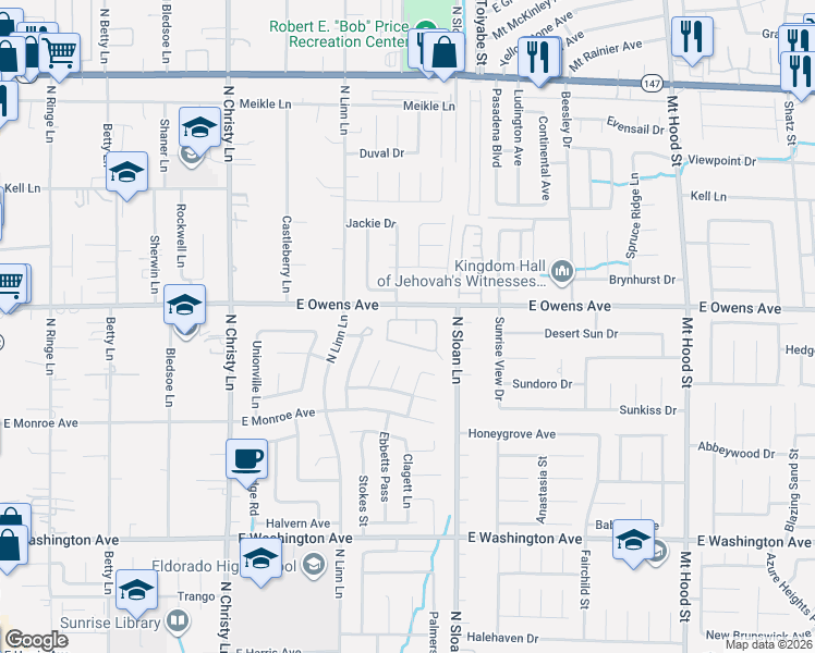 map of restaurants, bars, coffee shops, grocery stores, and more near 5829 Dew Mist Lane in Las Vegas
