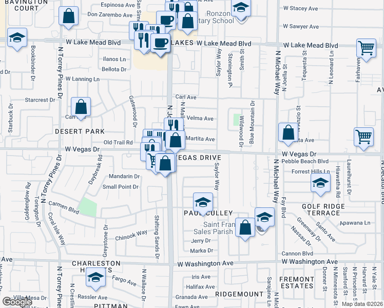 map of restaurants, bars, coffee shops, grocery stores, and more near 5916 Pebble Beach Boulevard in Las Vegas