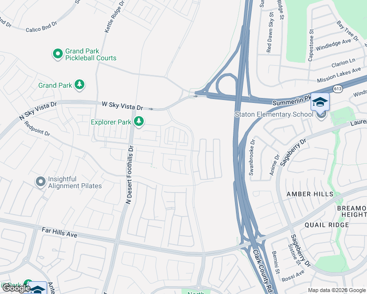 map of restaurants, bars, coffee shops, grocery stores, and more near Bruce Woodbury Beltway in Las Vegas