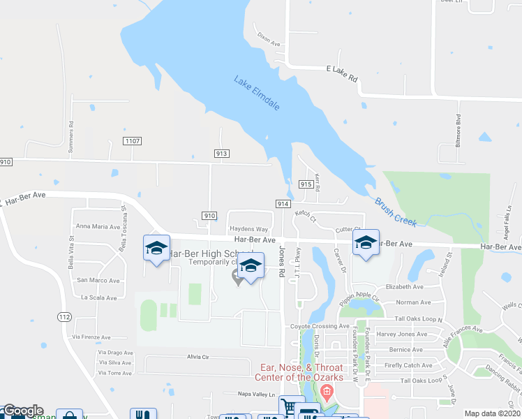 map of restaurants, bars, coffee shops, grocery stores, and more near 247 Brandons Loop in Springdale