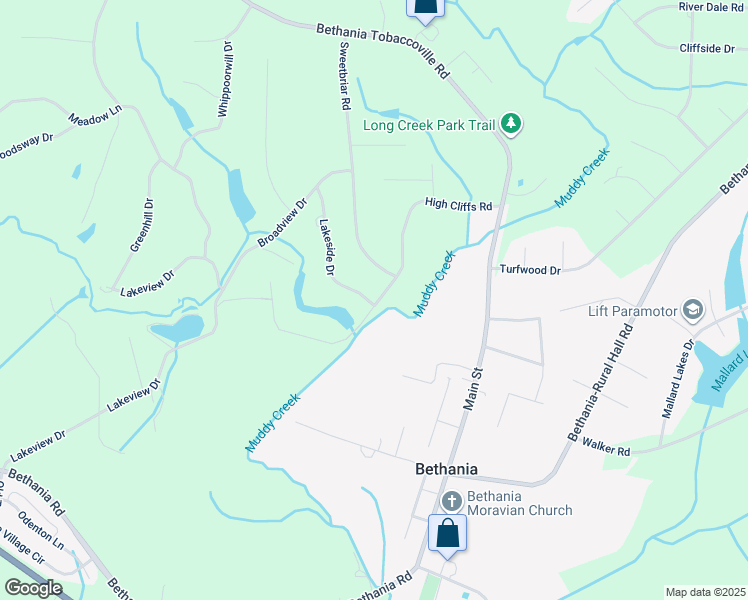 map of restaurants, bars, coffee shops, grocery stores, and more near 5601 Lakeside Drive in Winston-Salem