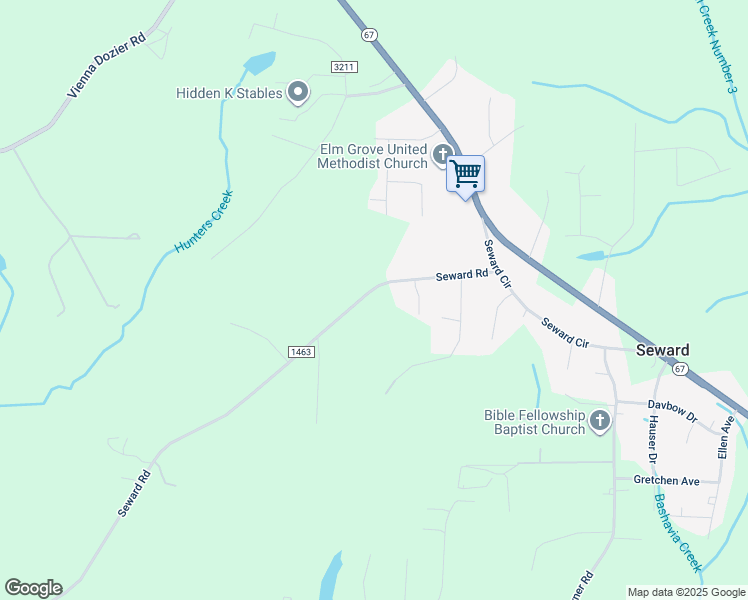 map of restaurants, bars, coffee shops, grocery stores, and more near 4730 Seward Road in Pfafftown