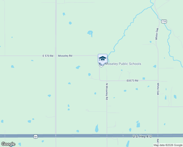 map of restaurants, bars, coffee shops, grocery stores, and more near 8355 North Moseley Road in Colcord