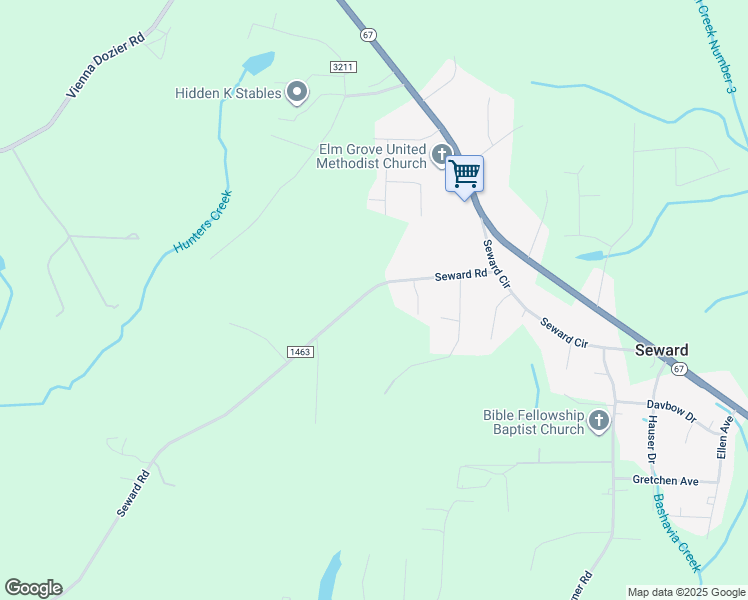 map of restaurants, bars, coffee shops, grocery stores, and more near 4730 Seward Road in Pfafftown