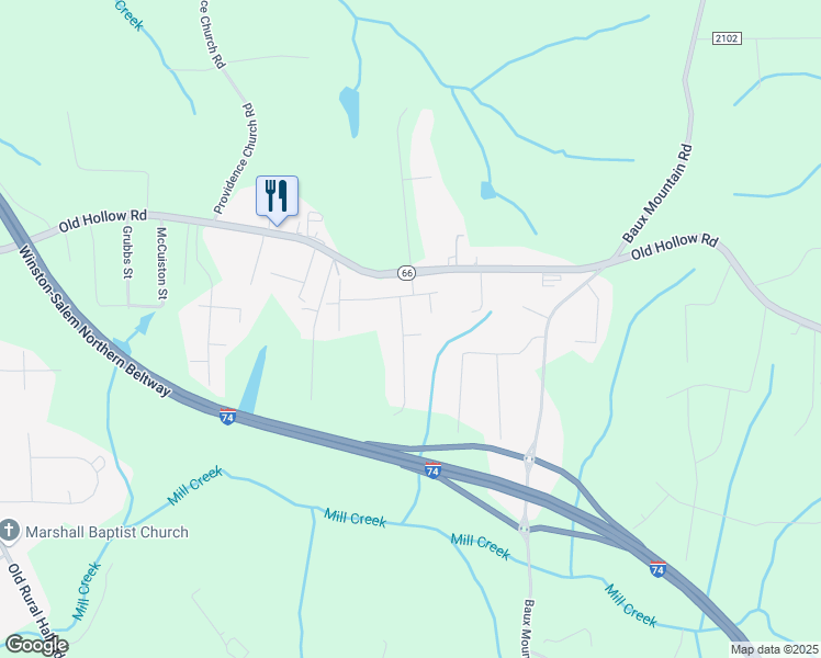map of restaurants, bars, coffee shops, grocery stores, and more near 5073 Natalie Temple Lane in Winston-Salem