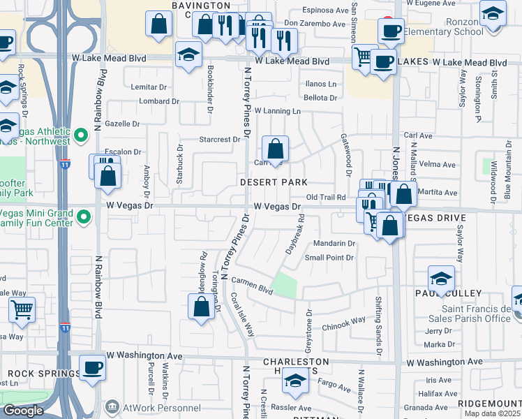 map of restaurants, bars, coffee shops, grocery stores, and more near in Las Vegas