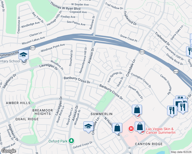 map of restaurants, bars, coffee shops, grocery stores, and more near 1600 Rappeling in Las Vegas