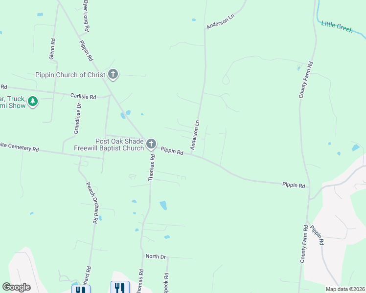map of restaurants, bars, coffee shops, grocery stores, and more near 1367 Pippin Road in Cookeville