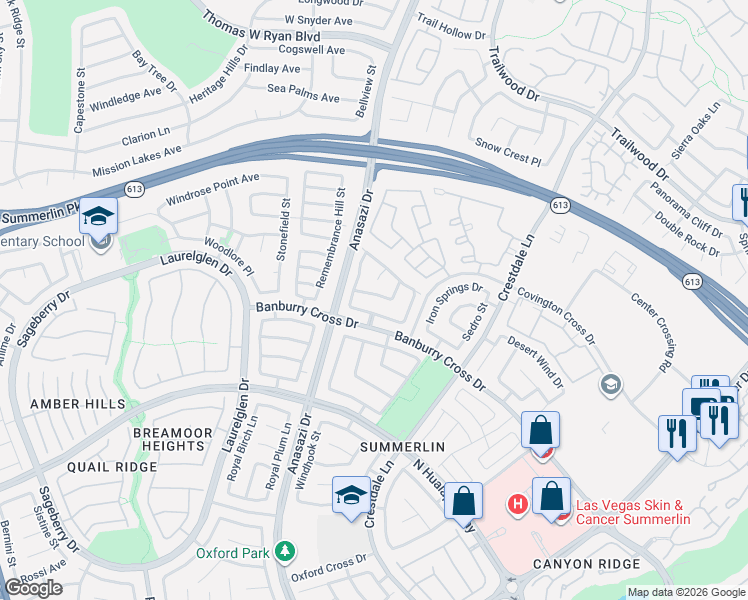 map of restaurants, bars, coffee shops, grocery stores, and more near 1600 Rappeling in Las Vegas