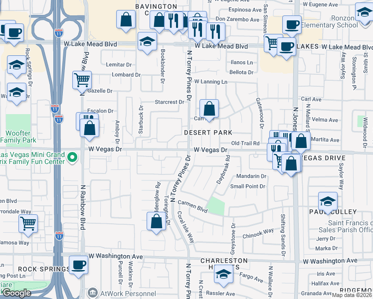 map of restaurants, bars, coffee shops, grocery stores, and more near in Las Vegas