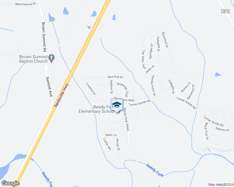 map of restaurants, bars, coffee shops, grocery stores, and more near 7 Shorthorn Court in Greensboro
