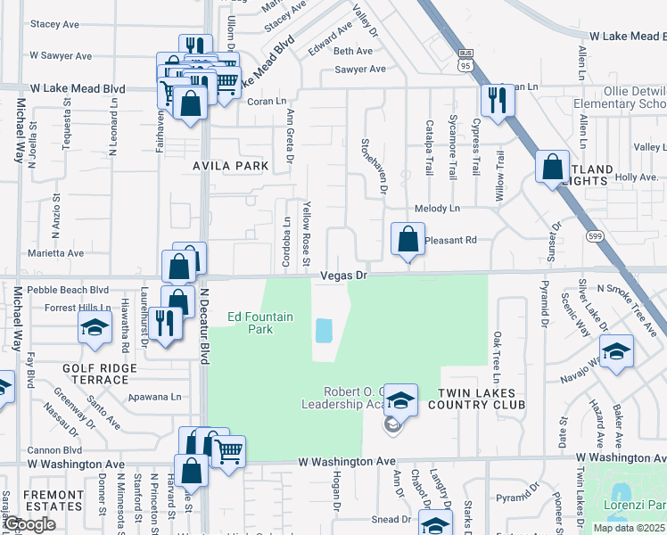 map of restaurants, bars, coffee shops, grocery stores, and more near 4304 Vegas Drive in Las Vegas