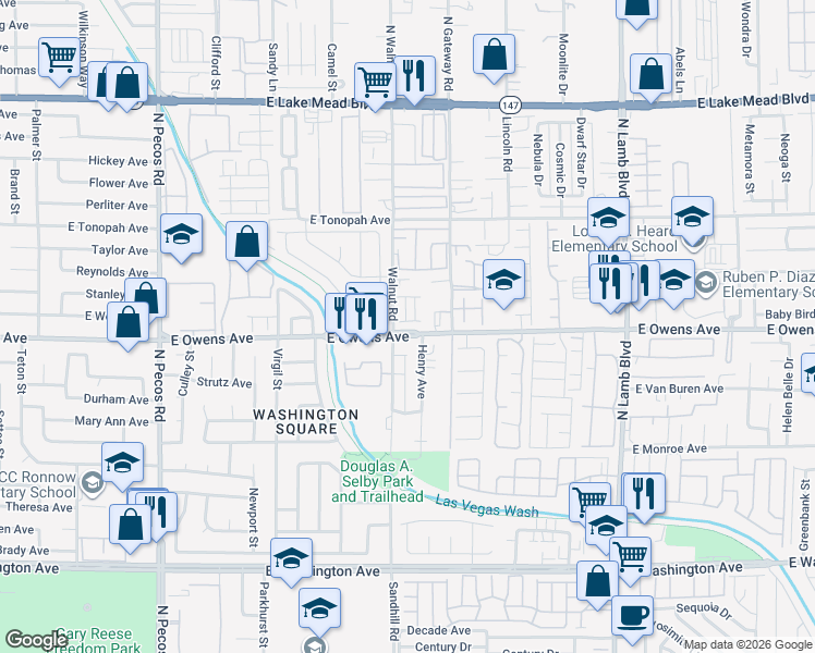 map of restaurants, bars, coffee shops, grocery stores, and more near 3923 Pocket Watch Avenue in Las Vegas