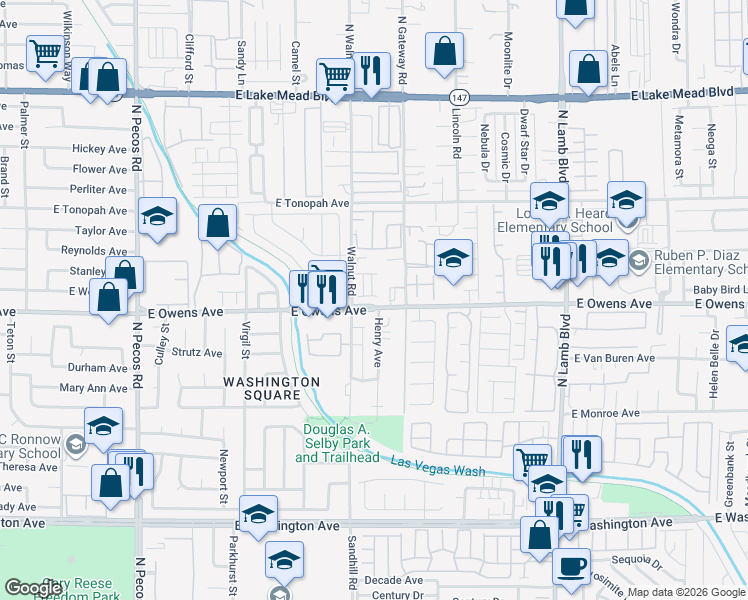 map of restaurants, bars, coffee shops, grocery stores, and more near 3941 Pocket Watch Avenue in Las Vegas