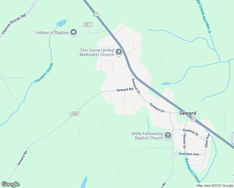 map of restaurants, bars, coffee shops, grocery stores, and more near 4610 Seward Road in Pfafftown