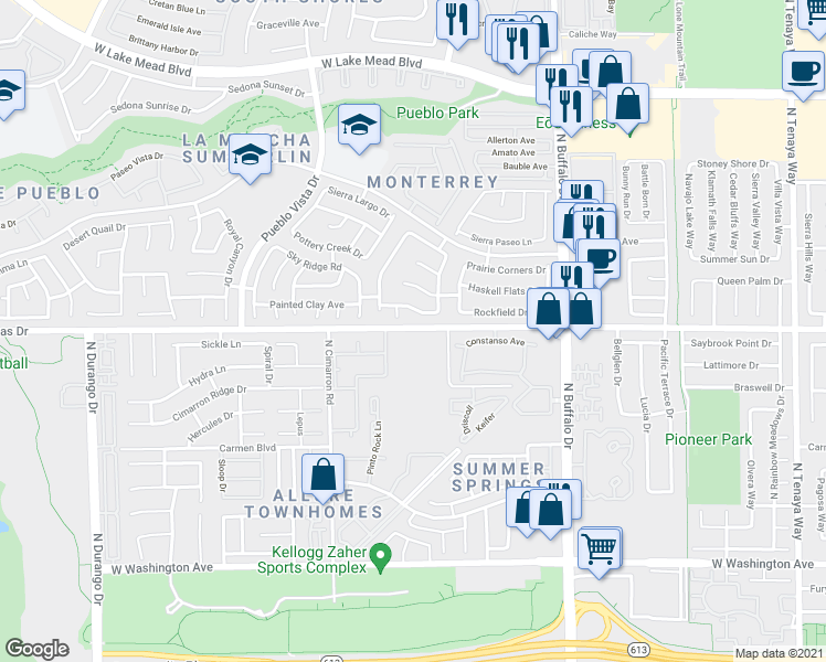 map of restaurants, bars, coffee shops, grocery stores, and more near 7851 Vegas Dr in Las Vegas