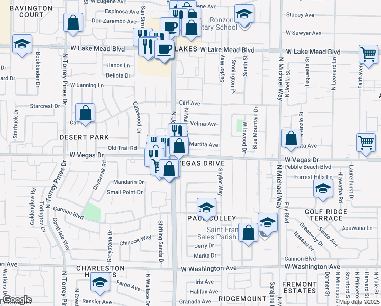 map of restaurants, bars, coffee shops, grocery stores, and more near 5917 Martita Avenue in Las Vegas
