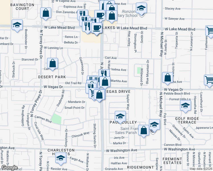 map of restaurants, bars, coffee shops, grocery stores, and more near 6014 Vegas Drive in Las Vegas