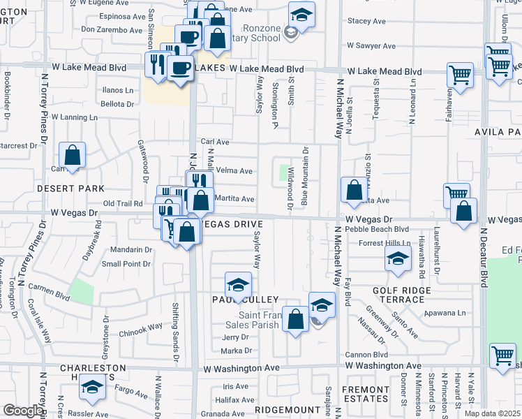 map of restaurants, bars, coffee shops, grocery stores, and more near 5700 Vegas Drive in Las Vegas