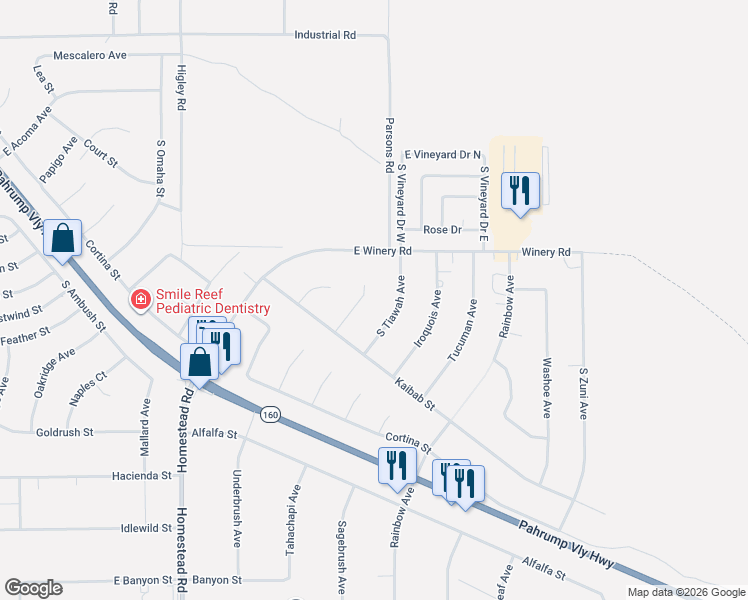 map of restaurants, bars, coffee shops, grocery stores, and more near 2081 Nemana Lane in Pahrump