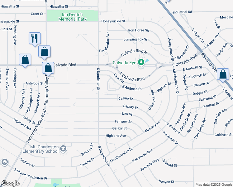 map of restaurants, bars, coffee shops, grocery stores, and more near 1901 Bighorn Street in Pahrump