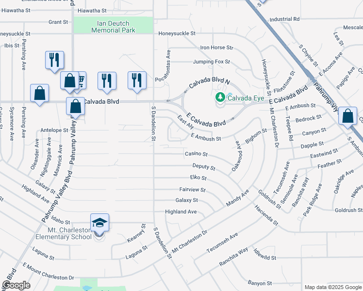 map of restaurants, bars, coffee shops, grocery stores, and more near 1856 Big Horn Street in Pahrump