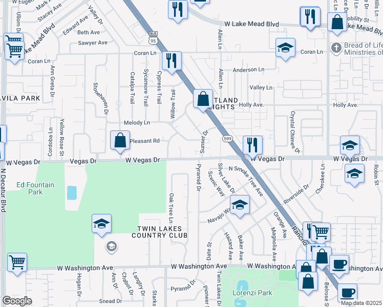 map of restaurants, bars, coffee shops, grocery stores, and more near 3816 Vegas Drive in Las Vegas