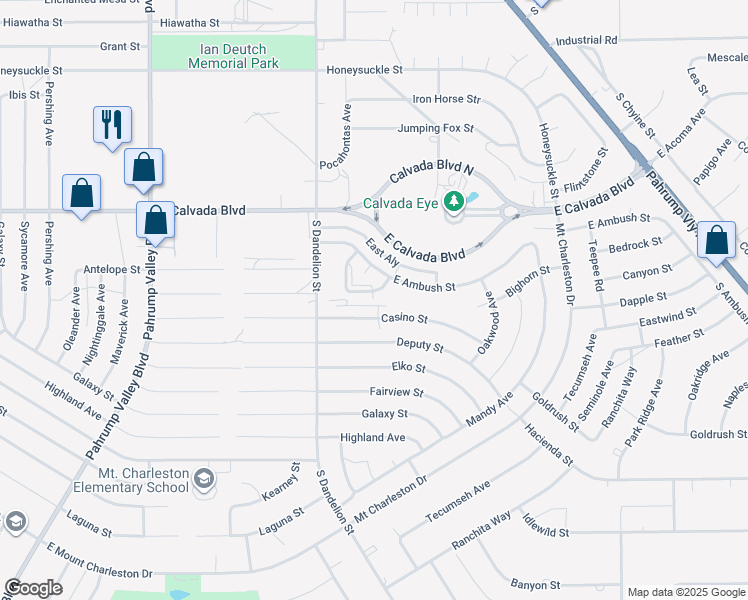map of restaurants, bars, coffee shops, grocery stores, and more near 1856 Big Horn Street in Pahrump
