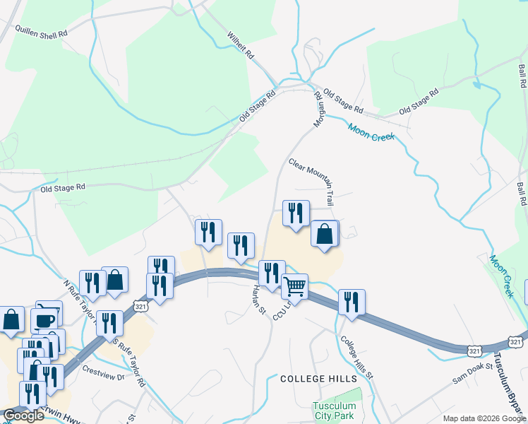 map of restaurants, bars, coffee shops, grocery stores, and more near 230 Morgan Road in Greeneville