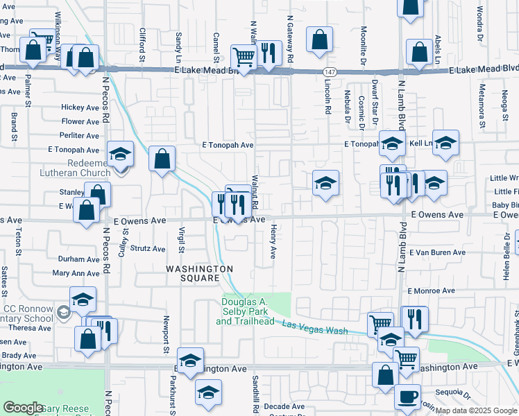 map of restaurants, bars, coffee shops, grocery stores, and more near 3935 Pocket Watch Avenue in Las Vegas
