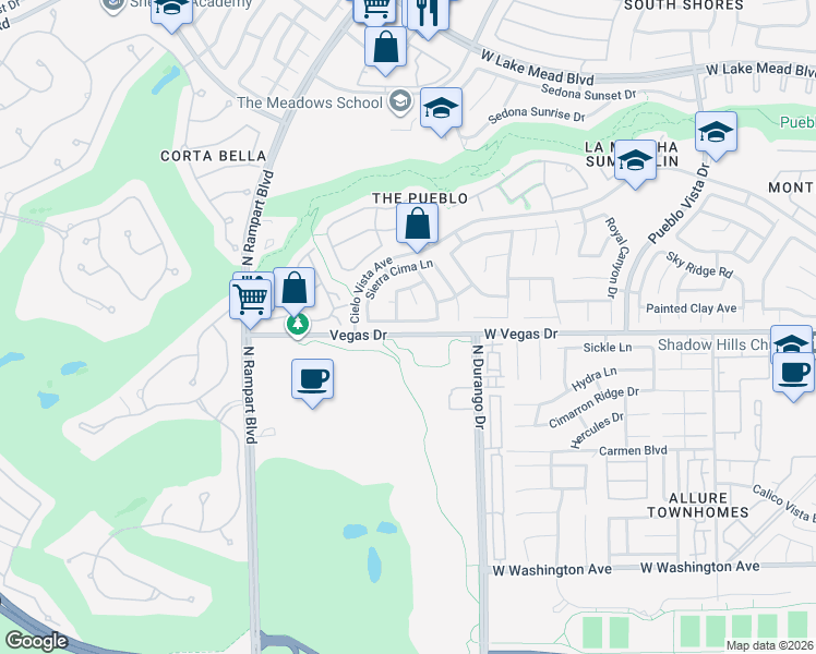 map of restaurants, bars, coffee shops, grocery stores, and more near 8521 Danza Del Sol Drive in Las Vegas