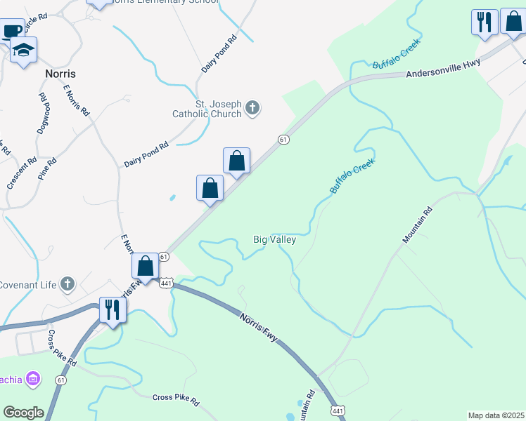 map of restaurants, bars, coffee shops, grocery stores, and more near 3282 Andersonville Highway in Andersonville