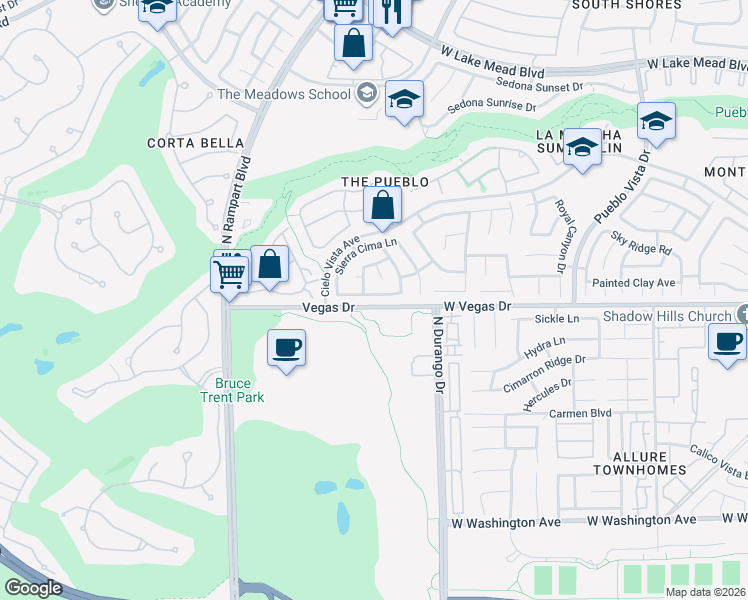 map of restaurants, bars, coffee shops, grocery stores, and more near 8521 Danza Del Sol Drive in Las Vegas