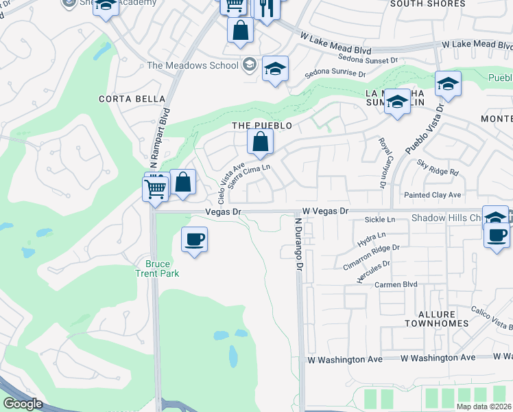 map of restaurants, bars, coffee shops, grocery stores, and more near 8521 Danza Del Sol Drive in Las Vegas