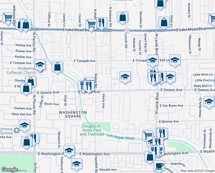map of restaurants, bars, coffee shops, grocery stores, and more near 3980 East Owens Avenue in Las Vegas