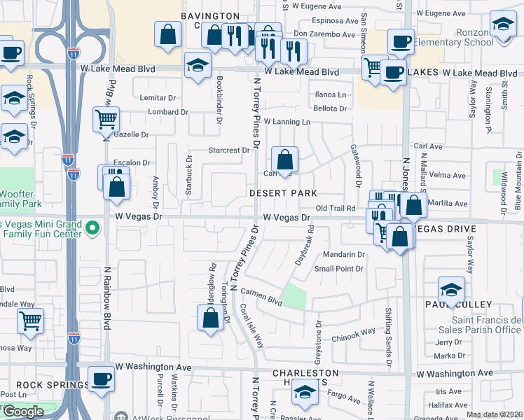 map of restaurants, bars, coffee shops, grocery stores, and more near in Las Vegas